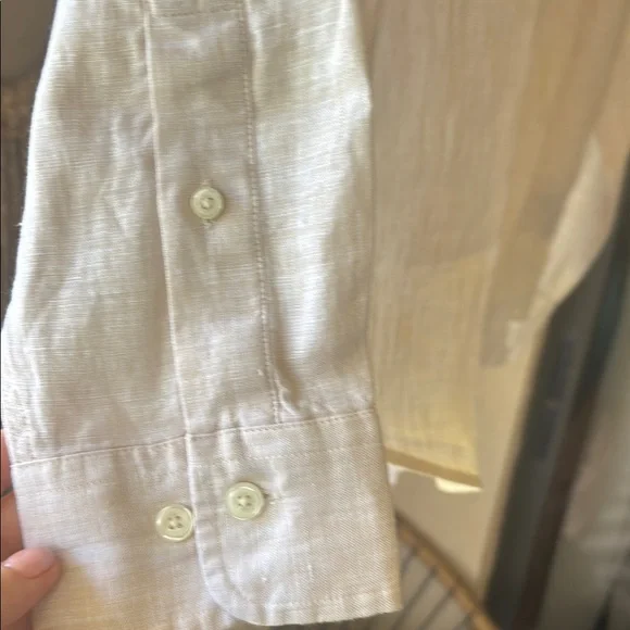 Brooks Brothers Cream Linen Casual Button Down Shirt - Picture 4 of 6